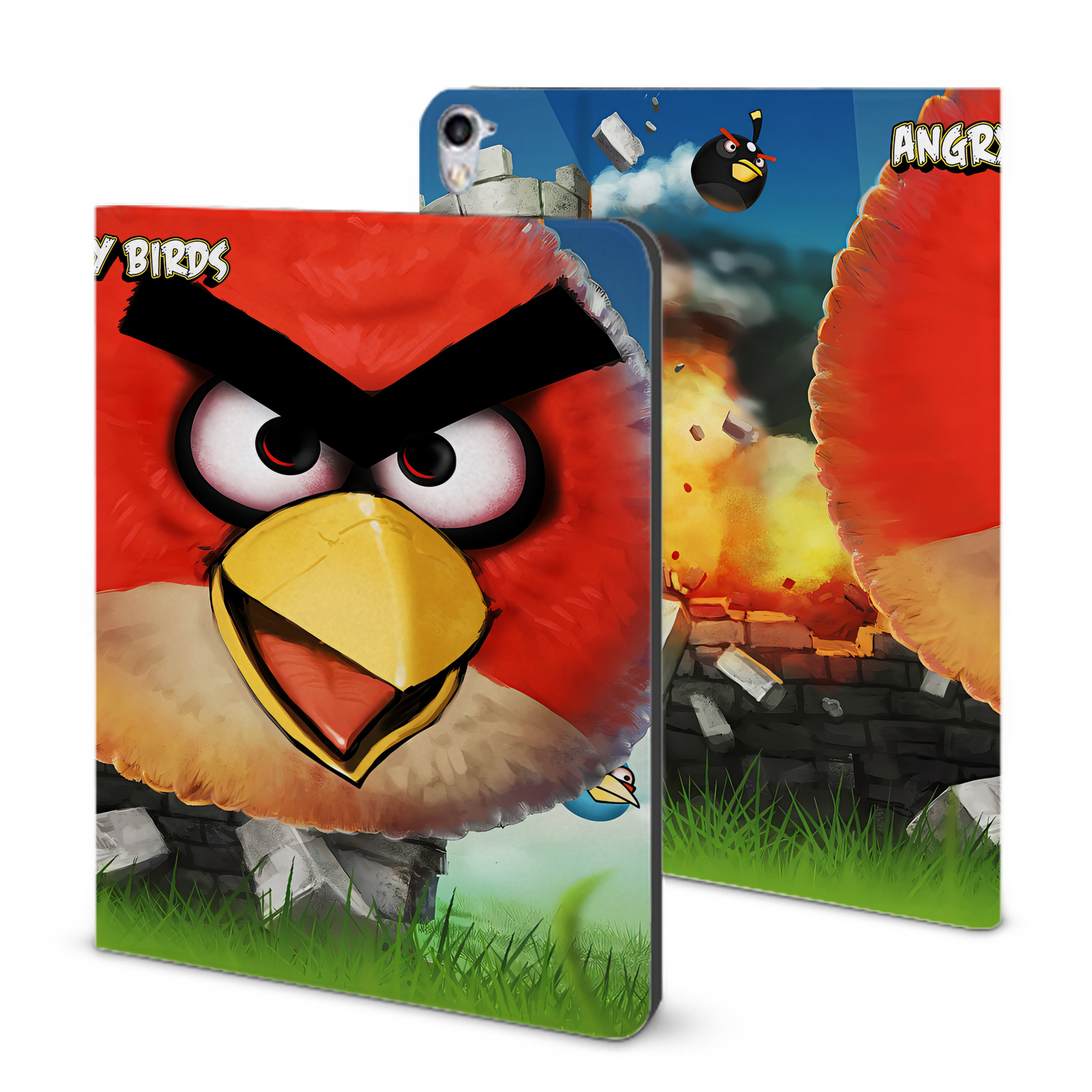 （画像用） Angry Birds アングリーバード IPad ケース ブック型 PUレザー TPU 耐衝撃 軽量 薄型 ペン収納なし 全面保護 IPad 各モデル対応